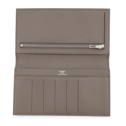 Hermes Bifold Wallet Citizen Twill Long Etain Silver Epsom — view 5