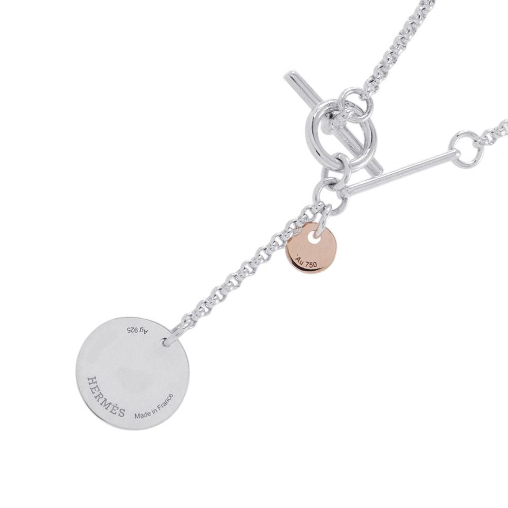 Hermes Necklace Exlibris PM 18k Pink Gold Pendant — view 3