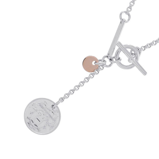 Hermes Necklace Exlibris PM 18k Pink Gold Pendant