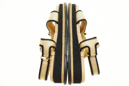 Chanel CC Logo Sports Sandals Satin Leather Beige — view 3