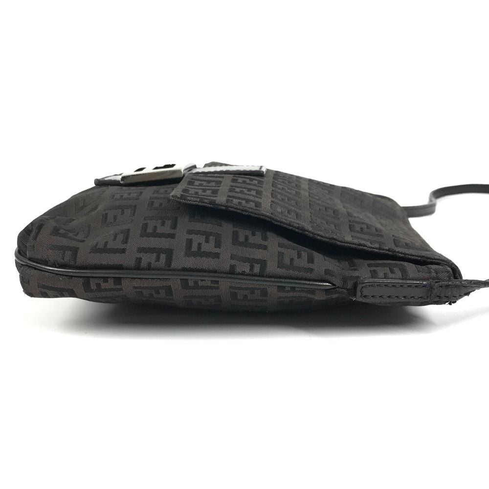 Fendi Shoulder Bag Zucchino Logo Leather Canvas Black — view 3