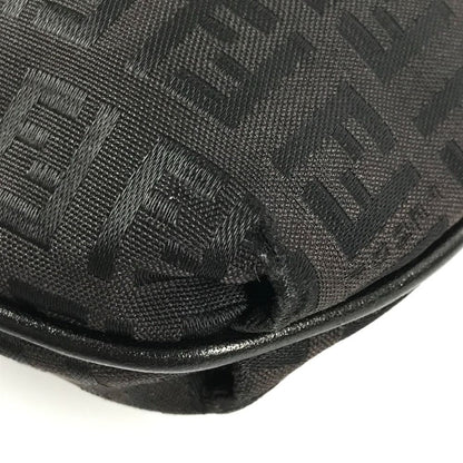 Fendi Shoulder Bag Zucchino Logo Leather Canvas Black — view 6