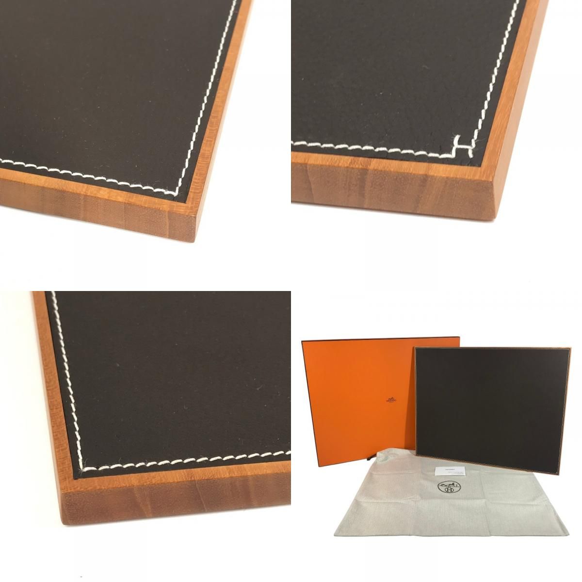 Hermes Case Large Matte Tray Leather Wood Brown — view 9