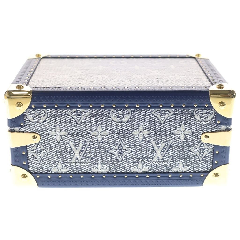 Louis Vuitton Monogram Petite Valise 2-Way Shoulder Bag Blue Leather Gold — view 4