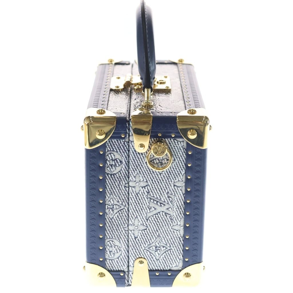 Louis Vuitton Monogram Petite Valise 2-Way Shoulder Bag Blue Leather Gold — view 3