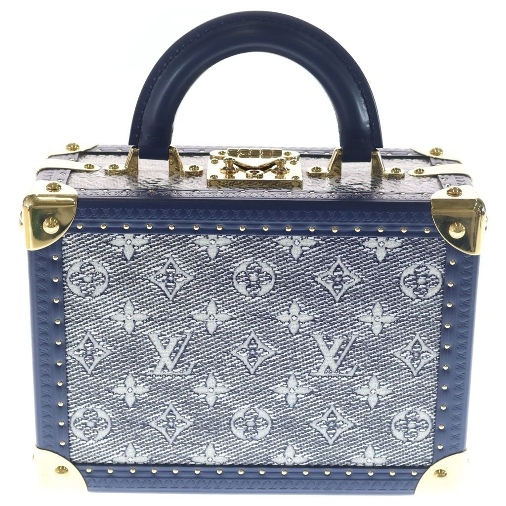 Louis Vuitton Monogram Petite Valise 2-Way Shoulder Bag Blue Leather Gold — view 2