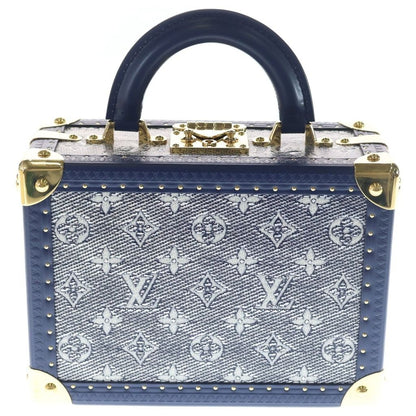 Louis Vuitton Monogram Petite Valise 2-Way Shoulder Bag Blue Leather Gold — view 2