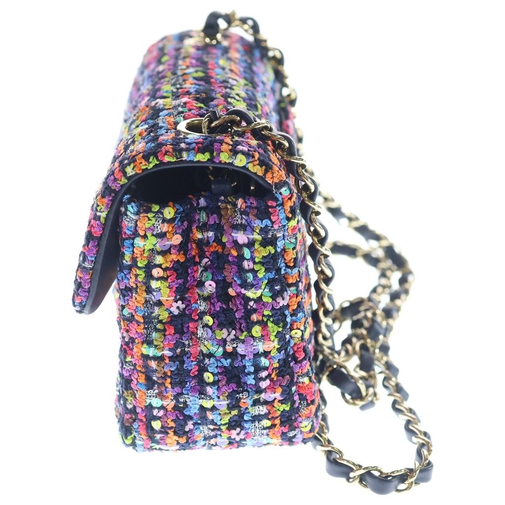 Chanel Mini Quilted 20 Multicolor Shoulder Bag Chain Tweed Sequins Gold — view 3