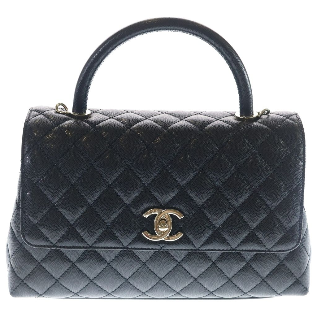 Chanel Coco Handle 29 2-Way Shoulder Bag Black Caviar Leather Gold