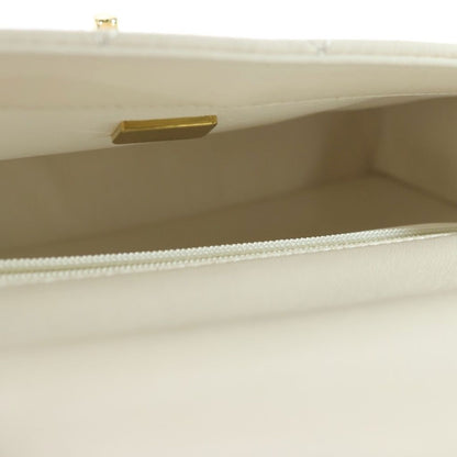 Chanel Top Handle 2-Way Shoulder Bag Chain White Shiny Calfskin Gold — view 5