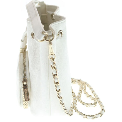 Chanel Quilted 2-Way Shoulder Bag Chain White Caviar Leather Gold — view 3