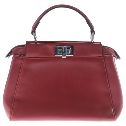 Fendi Peekaboo Mini Mon Star 2-Way Mini Shoulder Bag Red Leather 8 Silver