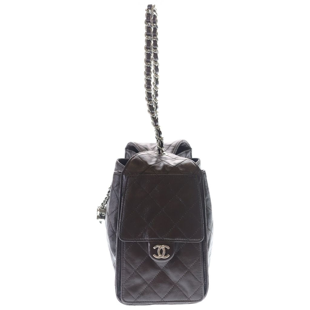 Chanel 25 Small Shoulder Bag Brown Calf Leather Silver — view 3