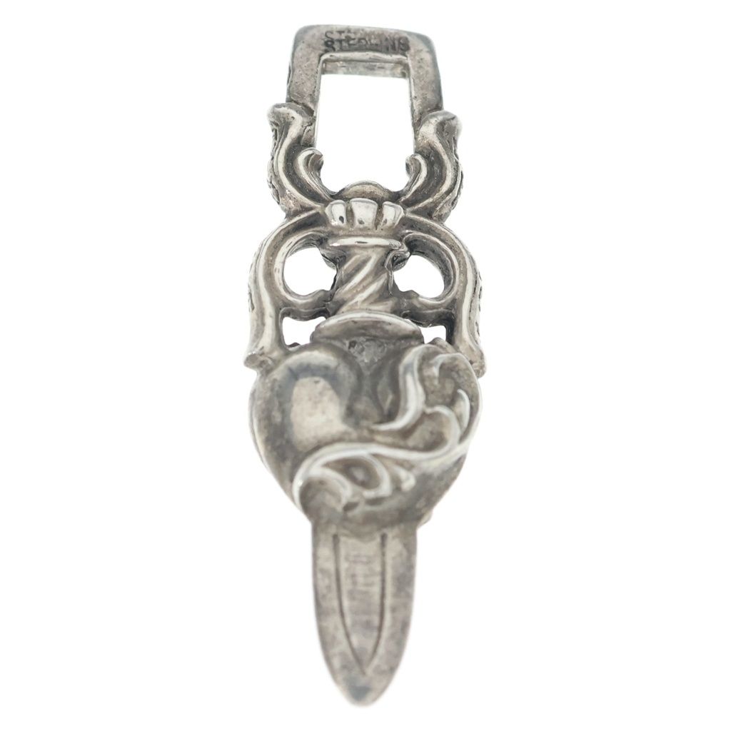 Chrome Hearts Dagger Heart Daga Pendant Top Silver