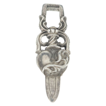 Chrome Hearts Dagger Heart Daga Pendant Top Silver