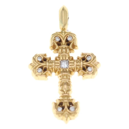 Chrome Hearts 22k Filigree Tiny P Dia Cross Pave Diamond Pendant Top Gold