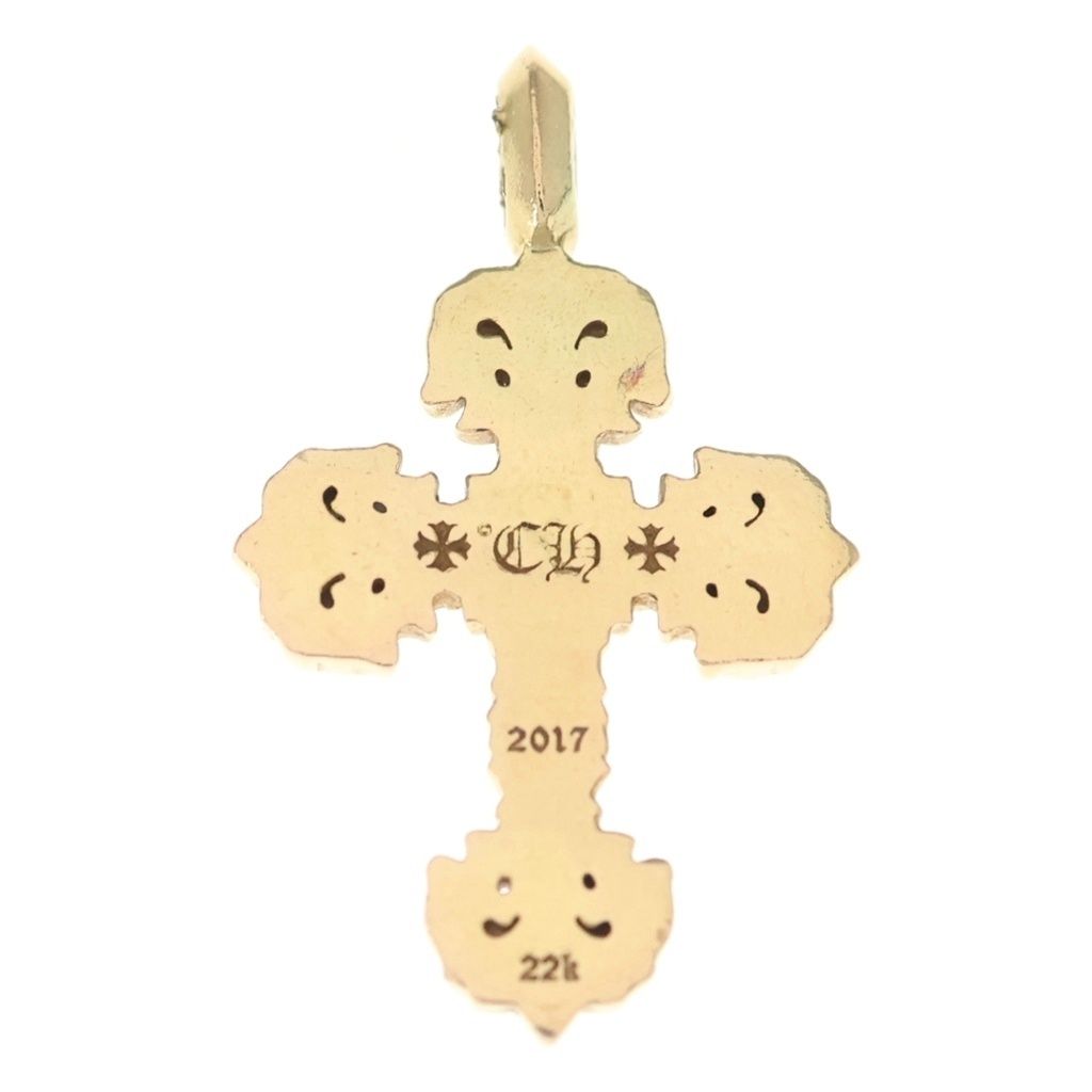 Chrome Hearts 22k Filigree Tiny P Dia Cross Pave Diamond Pendant Top Gold — view 2