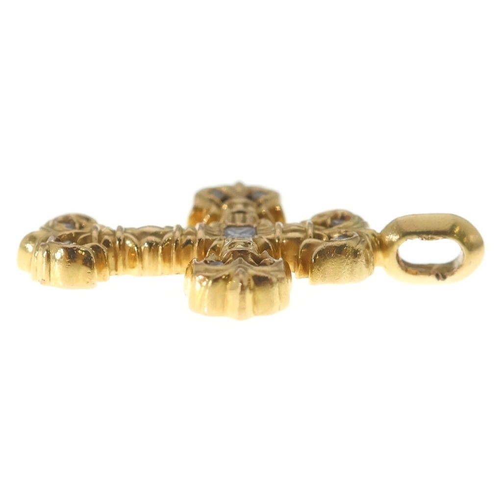 Chrome Hearts 22k Filigree Tiny P Dia Cross Pave Diamond Pendant Top Gold — view 3