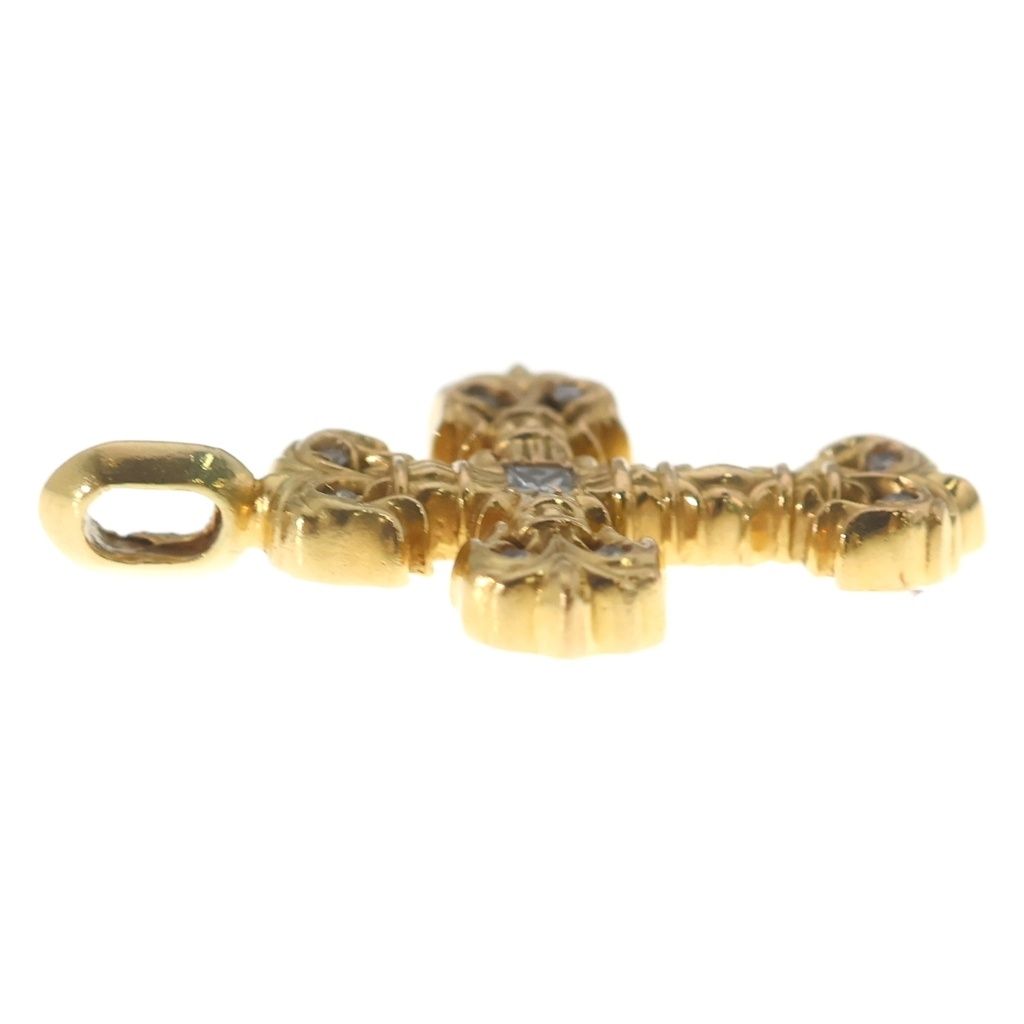 Chrome Hearts 22k Filigree Tiny P Dia Cross Pave Diamond Pendant Top Gold — view 4