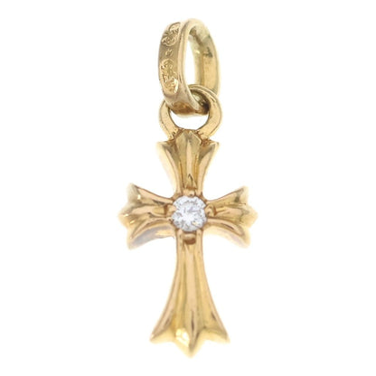 Chrome Hearts 22k Crs Baby Fat Dia Fat Cross 1 Diamond on Both Sides Pendant