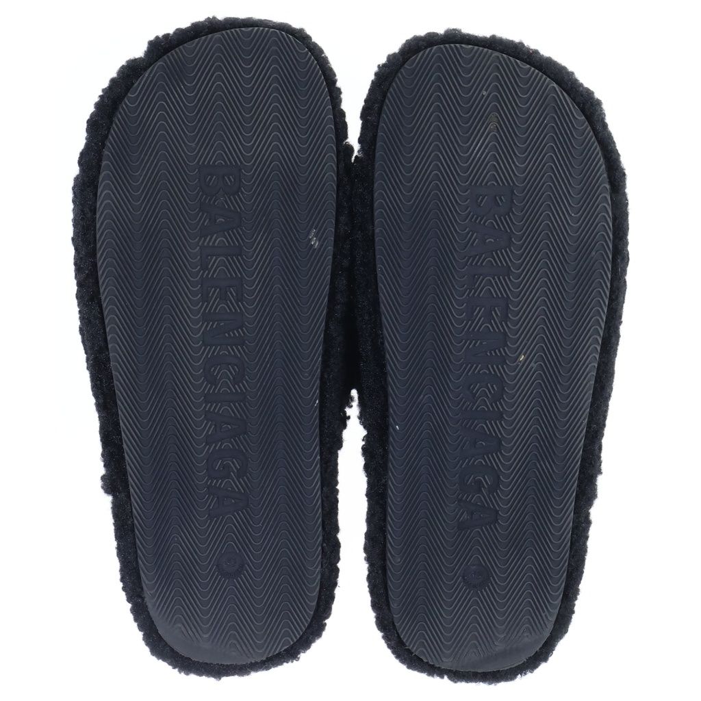 Balenciaga Mallorca Shearling Boa Belted Sandals Shoes Black — view 5