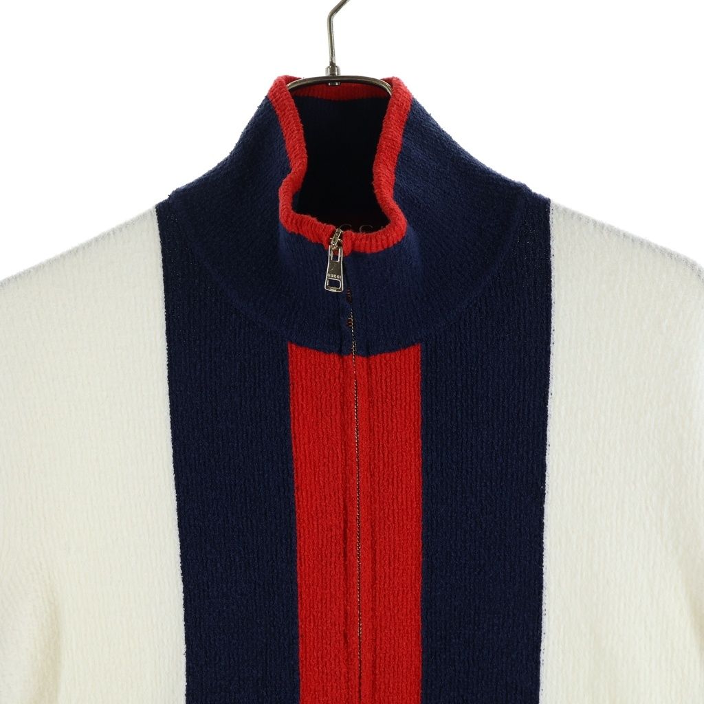 Gucci Web Knit Cardigan White Red Navy — view 3