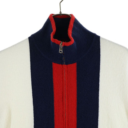 Gucci Web Knit Cardigan White Red Navy — view 3
