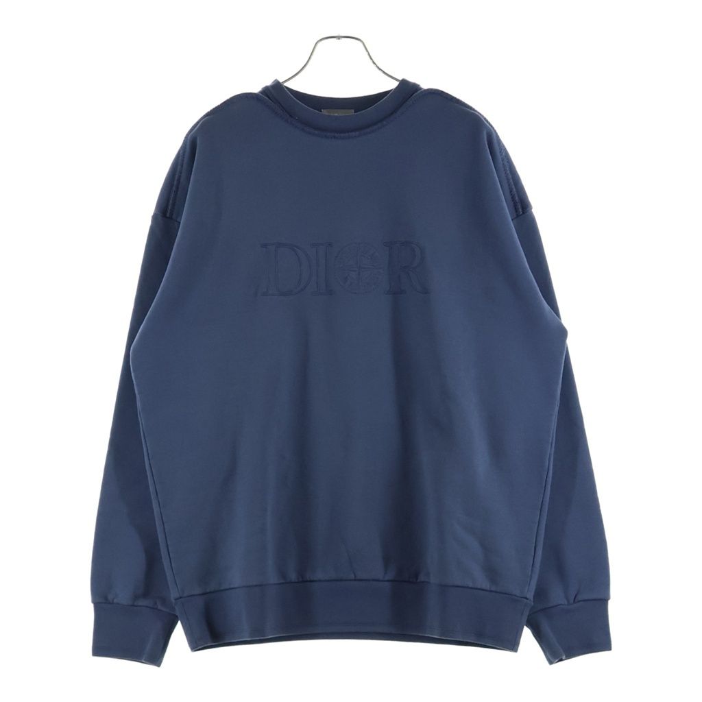 Dior Stone Island Logo Embroidery Crew Neck Pullover Sweatshirt Navy