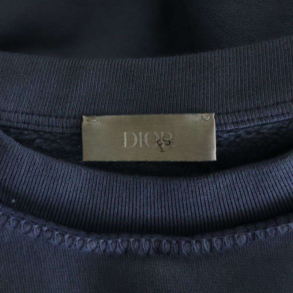 Dior Stone Island Logo Embroidery Crew Neck Pullover Sweatshirt Navy — view 7