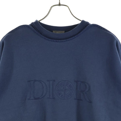 Dior Stone Island Logo Embroidery Crew Neck Pullover Sweatshirt Navy — view 3