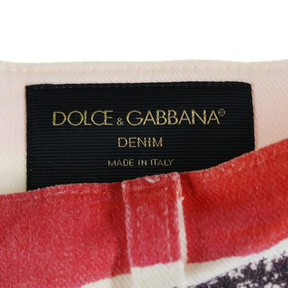 Dolce & Gabbana Denim Striped Shorts White Red — view 6