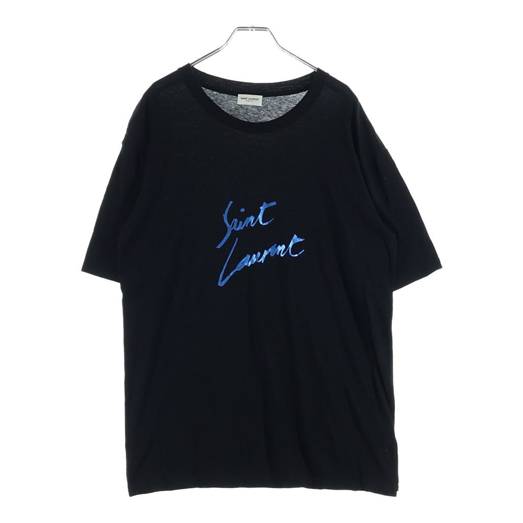 Saint Laurent Paris Logo Print Short Sleeve T-Shirt Black
