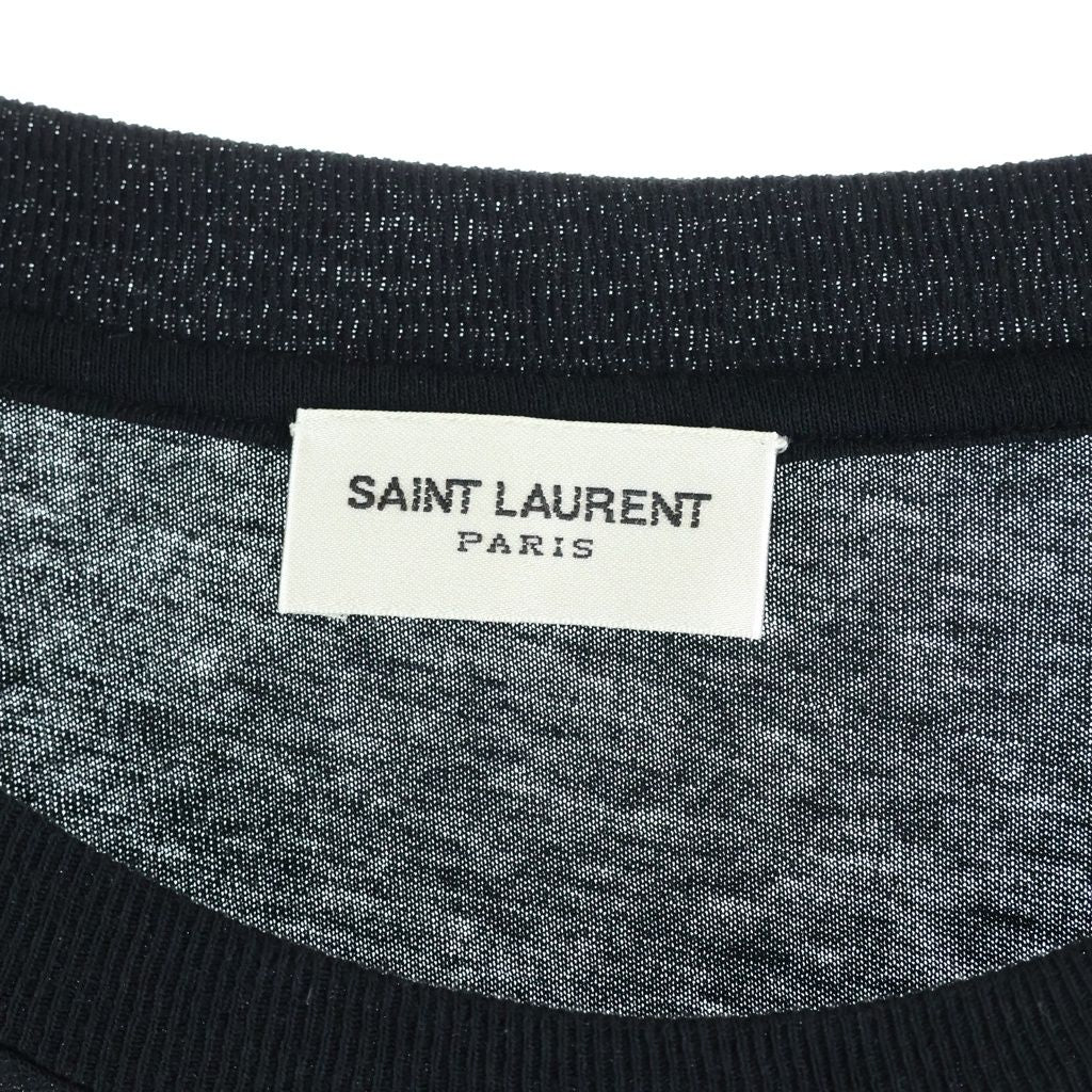 Saint Laurent Paris Logo Print Short Sleeve T-Shirt Black — view 6