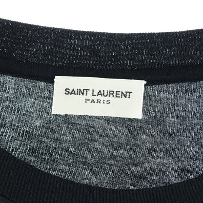 Saint Laurent Paris Logo Print Short Sleeve T-Shirt Black — view 6