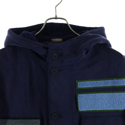 Fendi Multi Patch Hooded Jacket Coat Navy — view 3