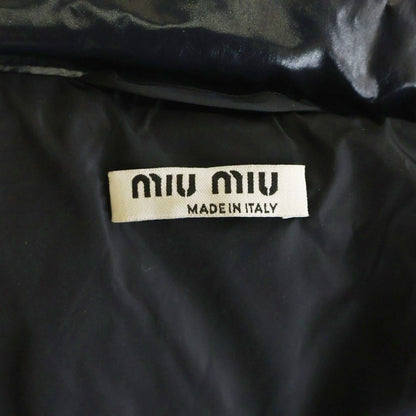 Miu Miu Logo Patch Short Length Down Jacket Puffer Cropped Black — view 6