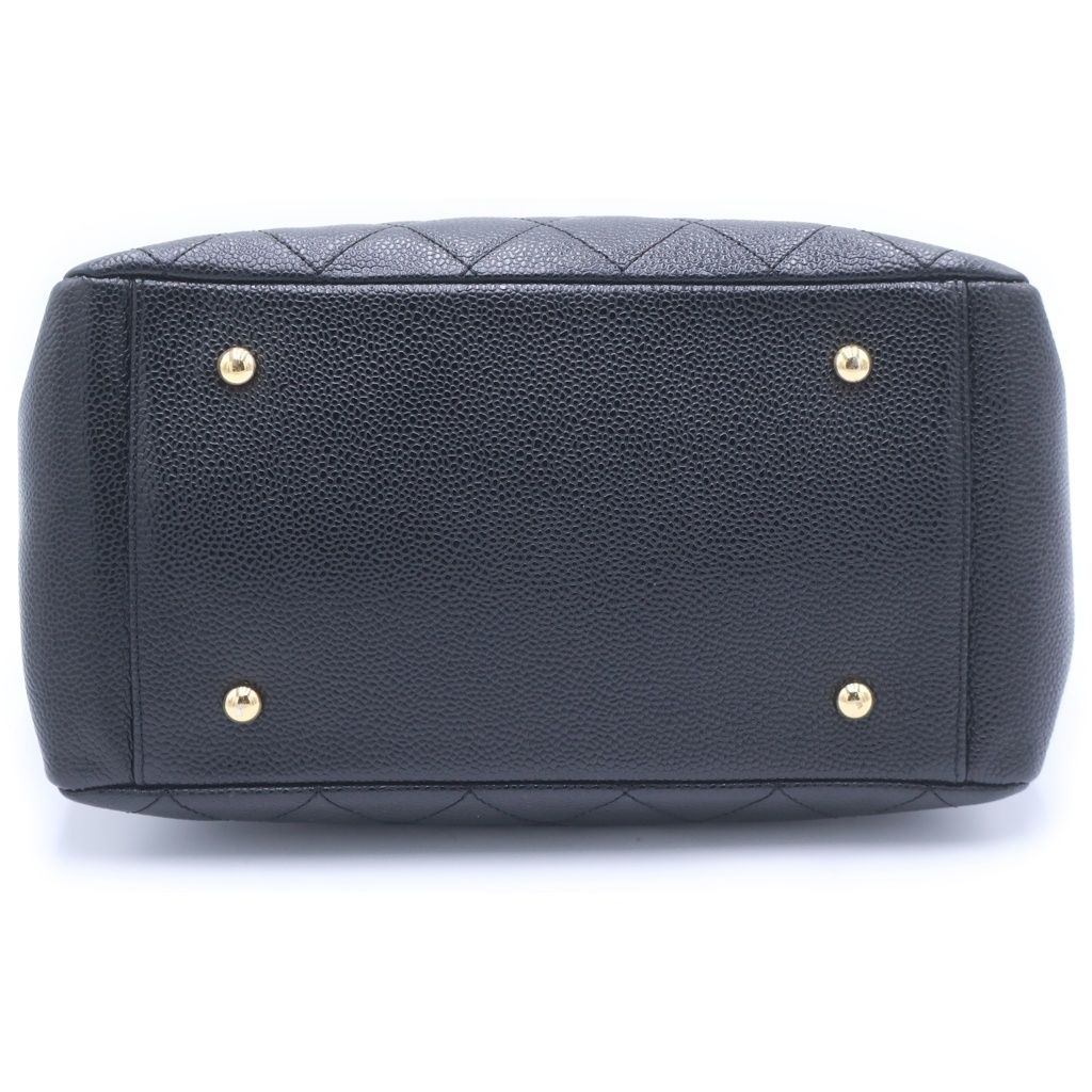 Chanel CC Logo 2-Way Chain Shoulder Bag Black Caviar Leather Gold — view 5