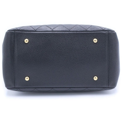 Chanel CC Logo 2-Way Chain Shoulder Bag Black Caviar Leather Gold — view 5