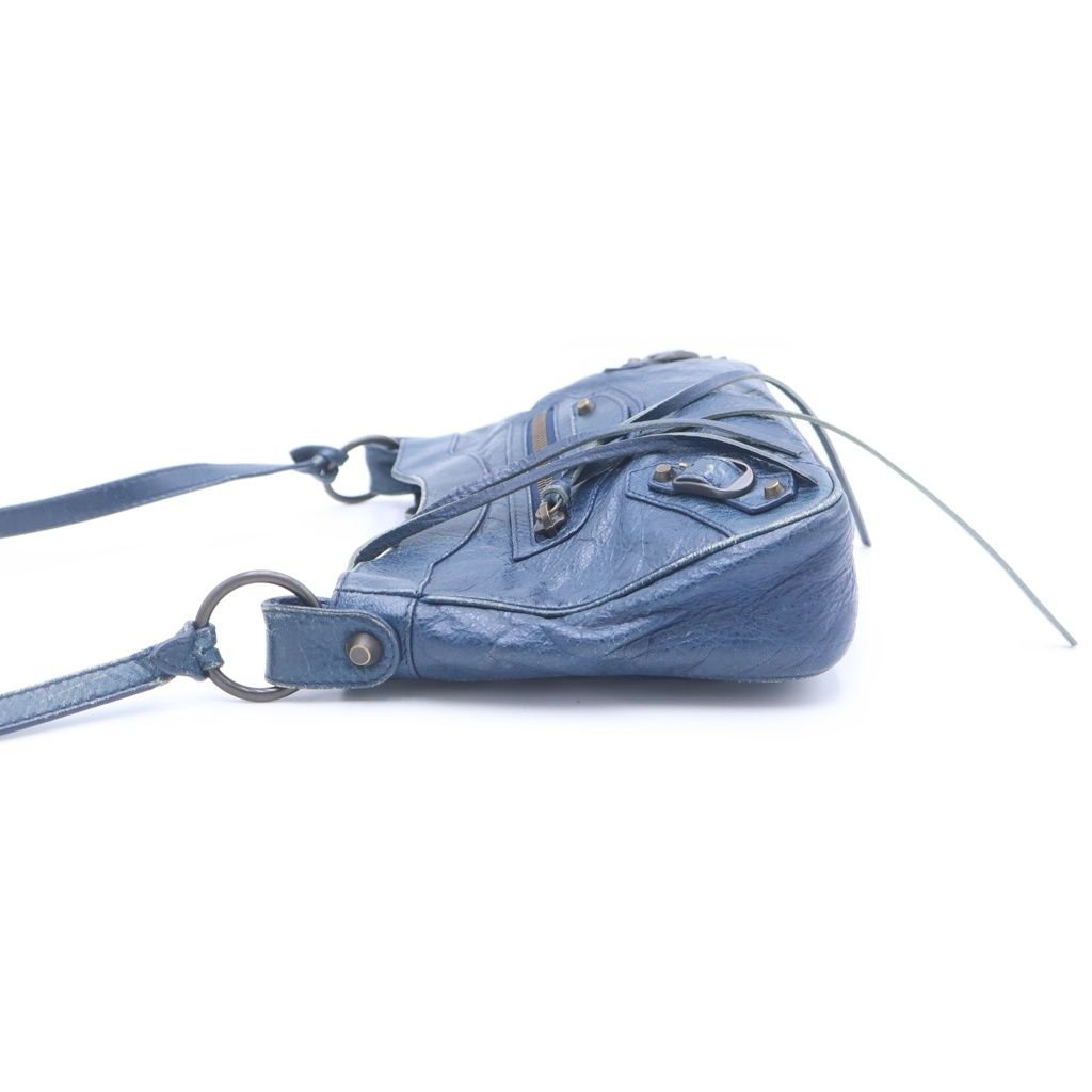 Balenciaga the Hip Mini Shoulder Bag Blue Leather Gold — view 4