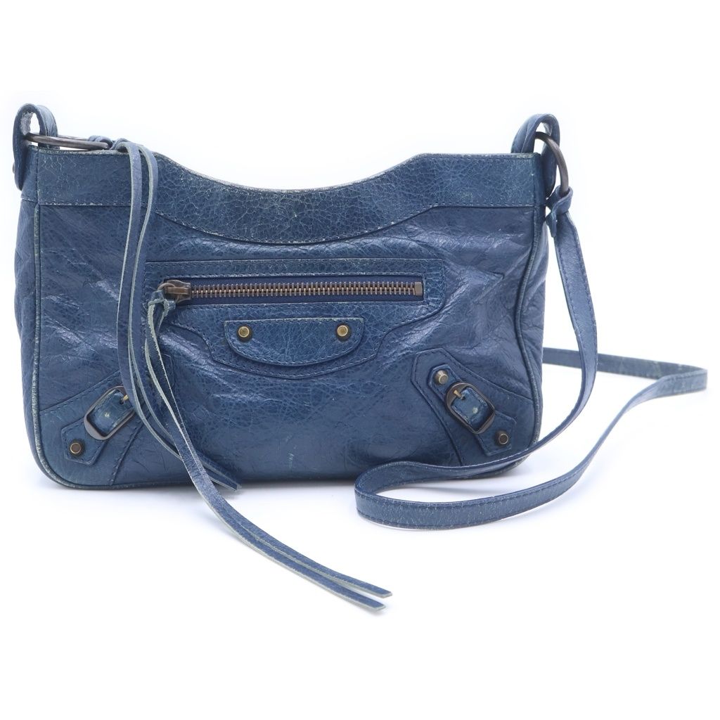 Balenciaga the Hip Mini Shoulder Bag Blue Leather Gold