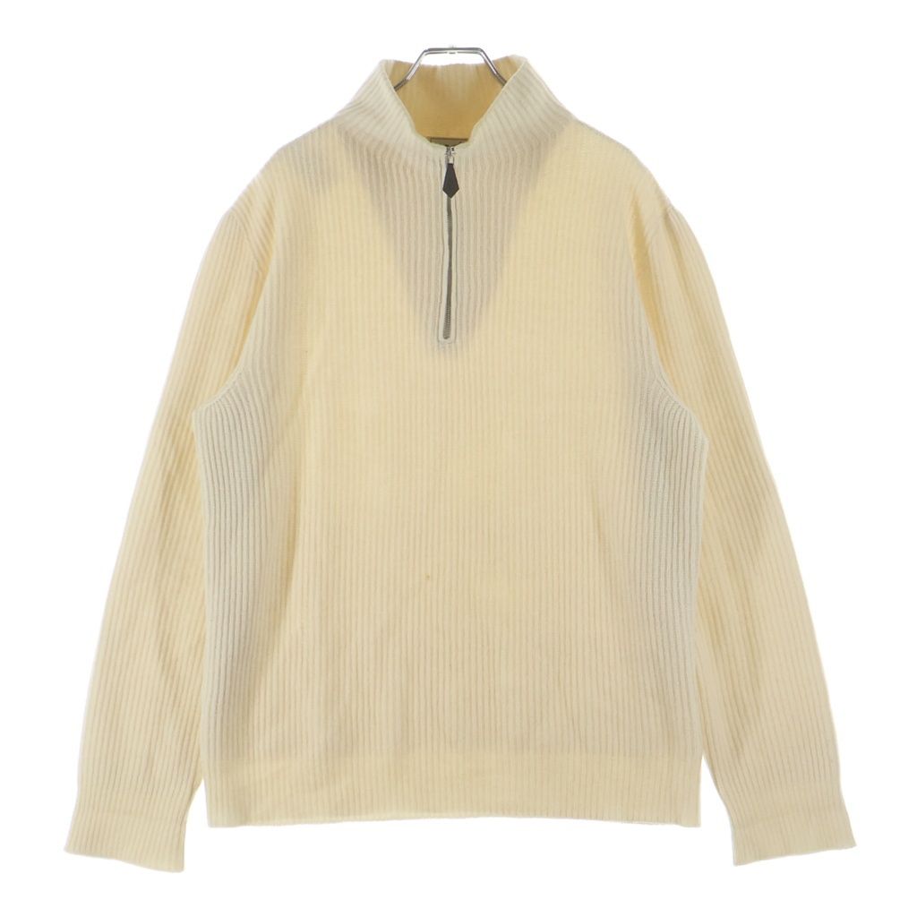 Hermes Half Zip Cashmere Knit Sweater Ivory
