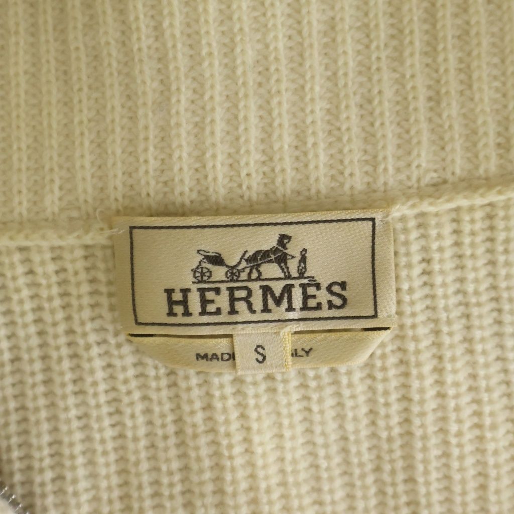 Hermes Half Zip Cashmere Knit Sweater Ivory — view 6