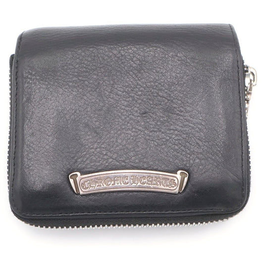 Chrome Hearts SQ Zip Bill Square Zip Leather Wallet Black