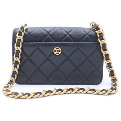 Chanel Quilted Large CC Logo Chain Shoulder Bag Black Caviar Leather Gold — view 2