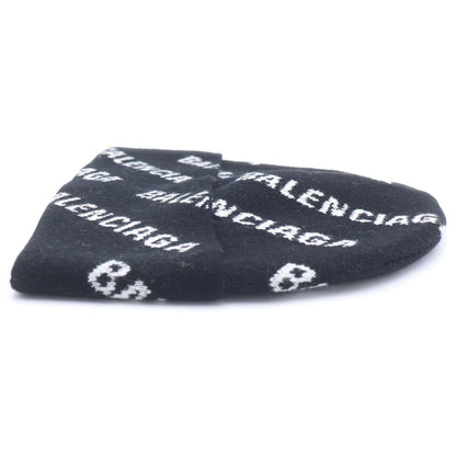 Balenciaga Over Logo Wool Knit Cap Hat Black — view 4