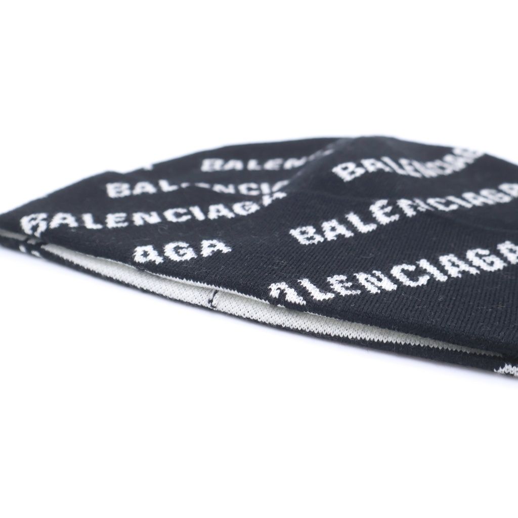 Balenciaga Over Logo Wool Knit Cap Hat Black — view 5