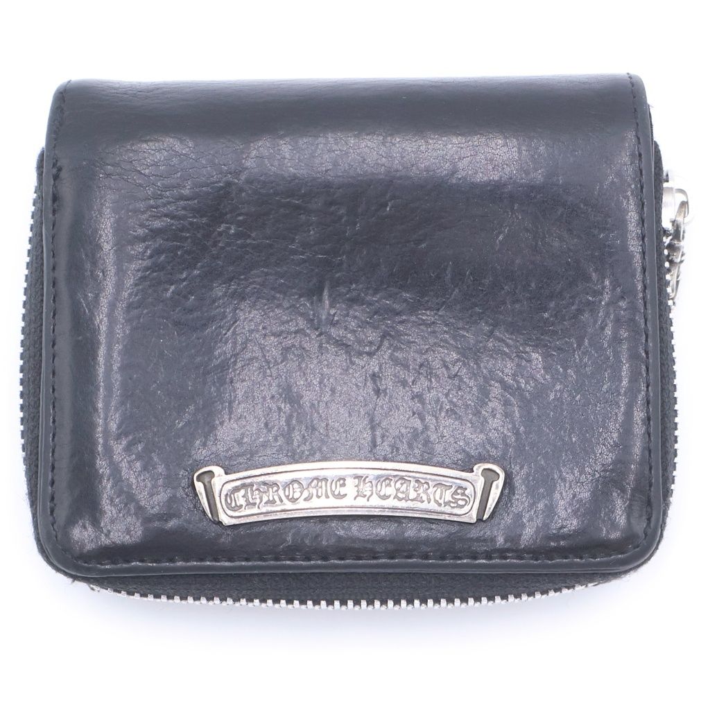 Chrome Hearts SQ Zip Bill Square Zip Leather Wallet Black