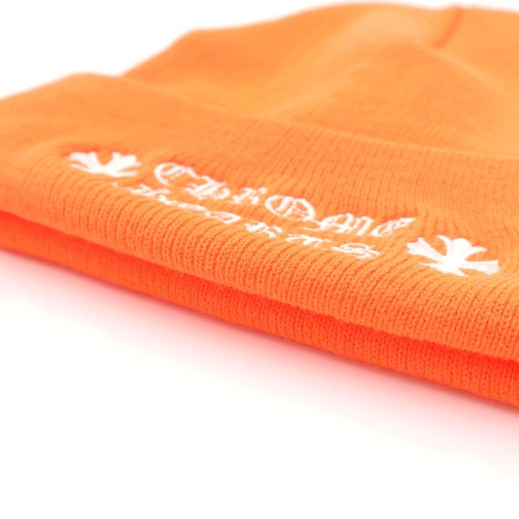 Chrome Hearts Watch Cap Logo Embroidered Beanie Orange Hat — view 5