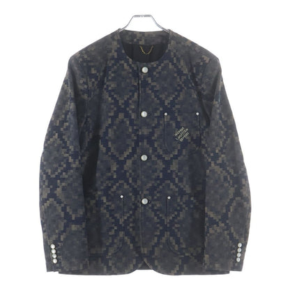 Louis Vuitton Logo Embroidery Damier Cotton Jacket Blue Brown Scr