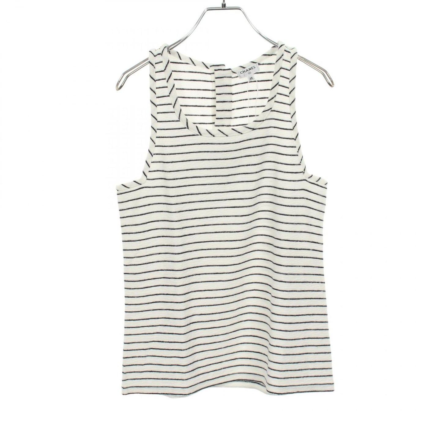 Chanel Tank Top CC Logo Button Border Cotton